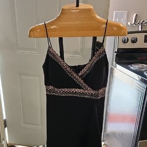 Elegant Black Strapless Dress with Pink Accents